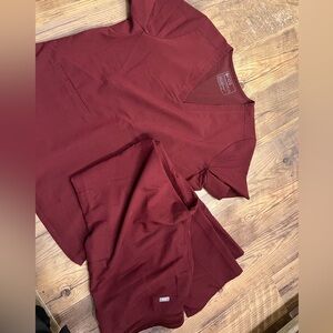 Figs scrubs-maroon set
